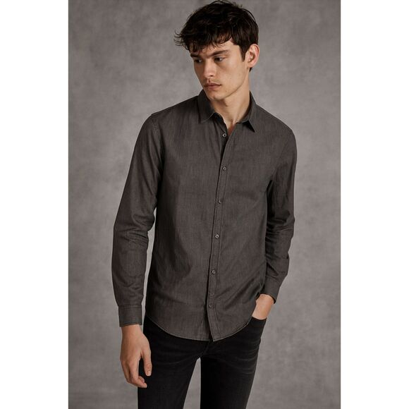 ALLSAINTS Gray 100% Cotton Contell LS Button Up Shirt Top    Mens Size Small - Picture 1 of 10